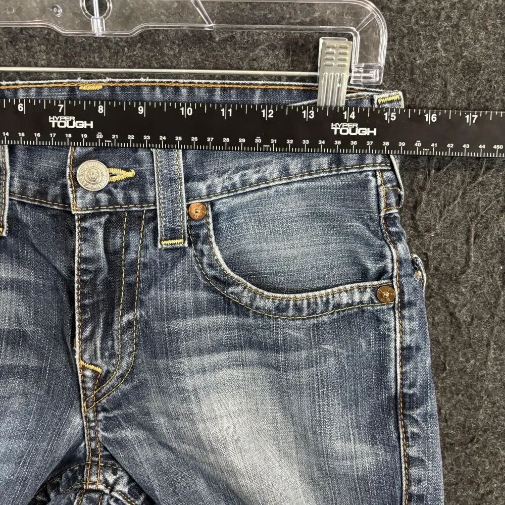True Religion Lost Lagoon Jeans Mens 29 Blue Slim Flap Medium Wash Pockets